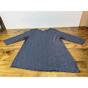 Pure J Jill Shirt Womens Large Blue Hemp Organic Cotton Blend Tunic Asymmetrical